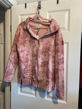 AMPERSAND AVE Dusty Pink Floral Zip-Up Hoodie